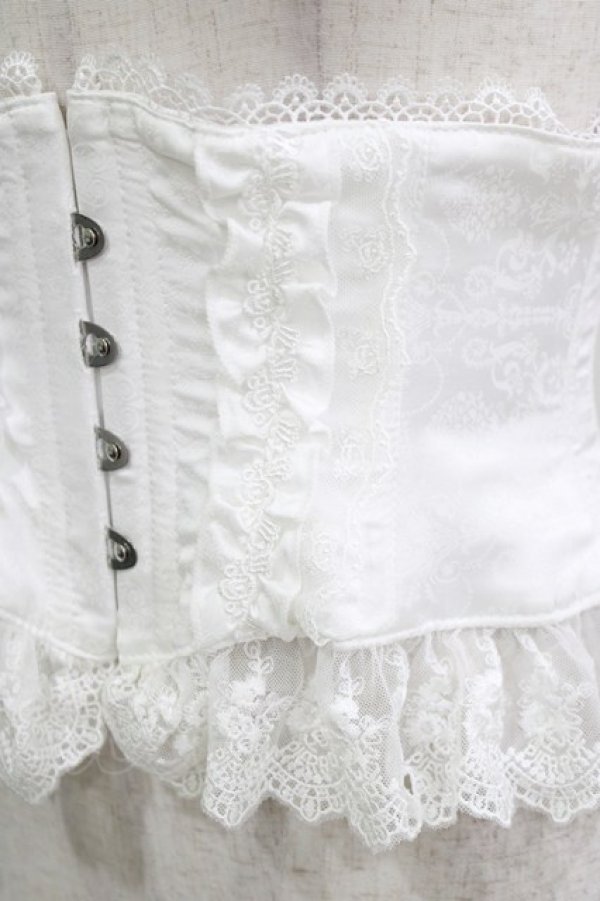 画像4: ATELIER PIERROT / フリルレースショートコルセット 1 ホワイト H-26-03-27-030-EL-ZA-KB-ZH (4)