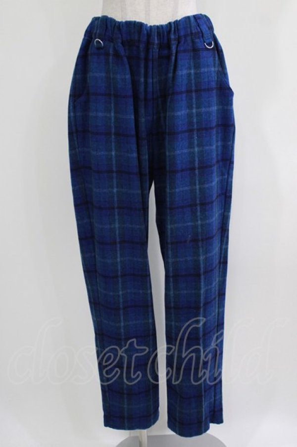 画像1: Deorart / ウールツイルチェック柄テーパードパンツ L ブルー H-26-03-27-037-PU-PA-KB-ZH (1)
