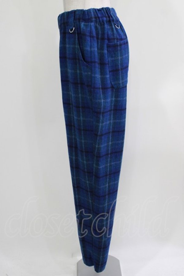 画像2: Deorart / ウールツイルチェック柄テーパードパンツ L ブルー H-26-03-27-037-PU-PA-KB-ZH (2)