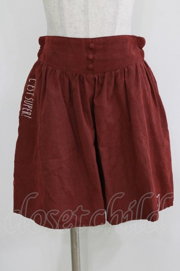 画像1: Rydia / コビニャー刺繍フレアキュロットパンツ  ボルドー H-26-03-27-038-PU-PA-KB-ZH (1)