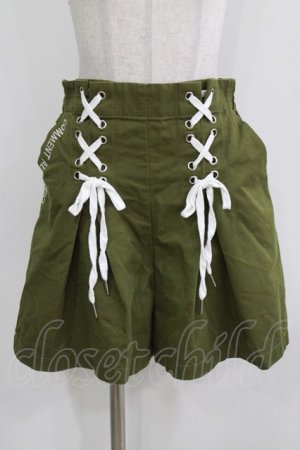 画像: Rydia / レースアップフレアショートパンツ  カーキ H-26-03-27-039-PU-PA-KB-ZH