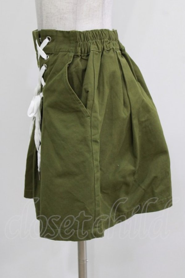 画像2: Rydia / レースアップフレアショートパンツ  カーキ H-26-03-27-039-PU-PA-KB-ZH (2)