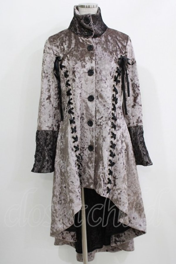 画像1: h.naoto Blood / レースアップフィッシュテールロングコート  ブラウン H-26-03-27-048-HN-CO-KB-ZH (1)