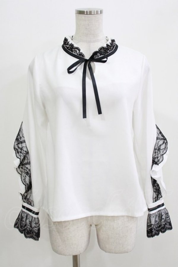 画像1: Amilige / レースフリルブラウス  白 H-26-03-27-052-PU-BL-KB-ZH (1)