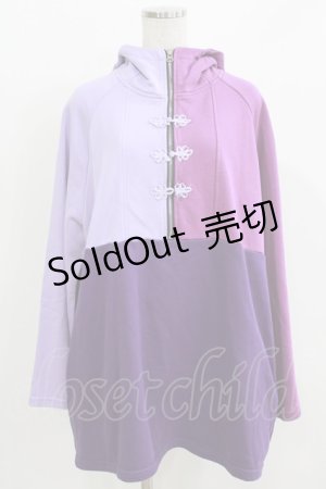 画像: NieR Clothing / 配色チャイナプルパーカー  パープルMIX H-26-03-27-056-PU-TO-KB-ZH