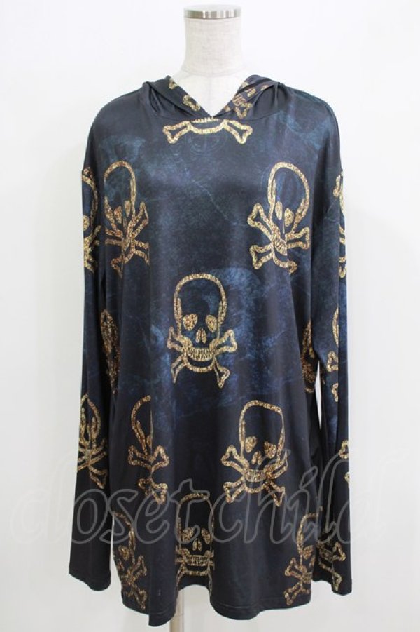 画像1: NieR Clothing / 総柄プルパーカー  黒 H-26-03-27-058-PU-TO-KB-ZH (1)