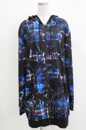 画像: NieR Clothing / 総柄ZIPパーカー  黒 H-26-03-27-061-PU-TO-KB-ZH