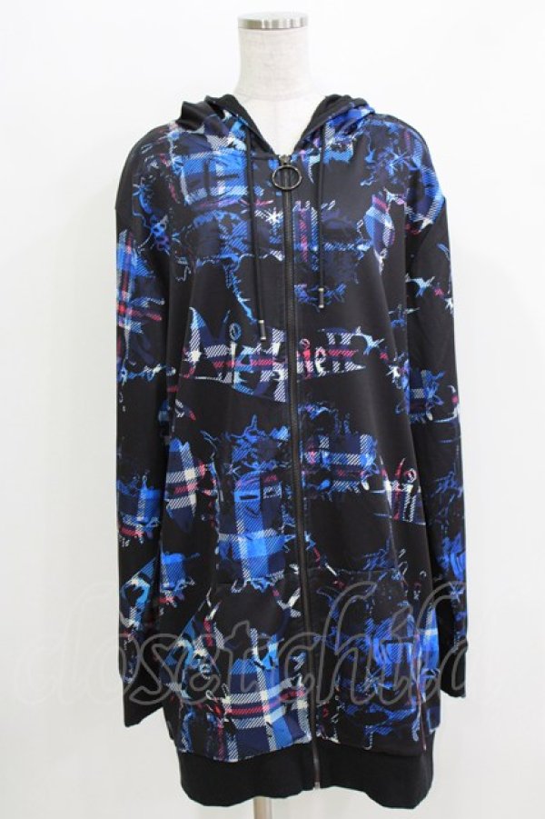 画像1: NieR Clothing / 総柄ZIPパーカー  黒 H-26-03-27-061-PU-TO-KB-ZH (1)