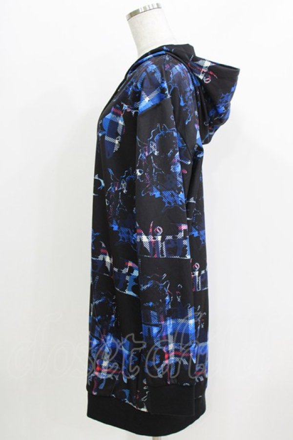 画像2: NieR Clothing / 総柄ZIPパーカー  黒 H-26-03-27-061-PU-TO-KB-ZH (2)