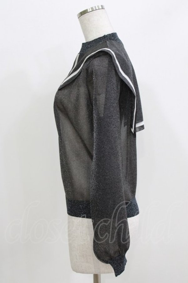 画像2: Candy Stripper / SEETHROUGH SAILOR KNIT  ブラック H-26-03-27-066-PU-TO-KB-ZH (2)