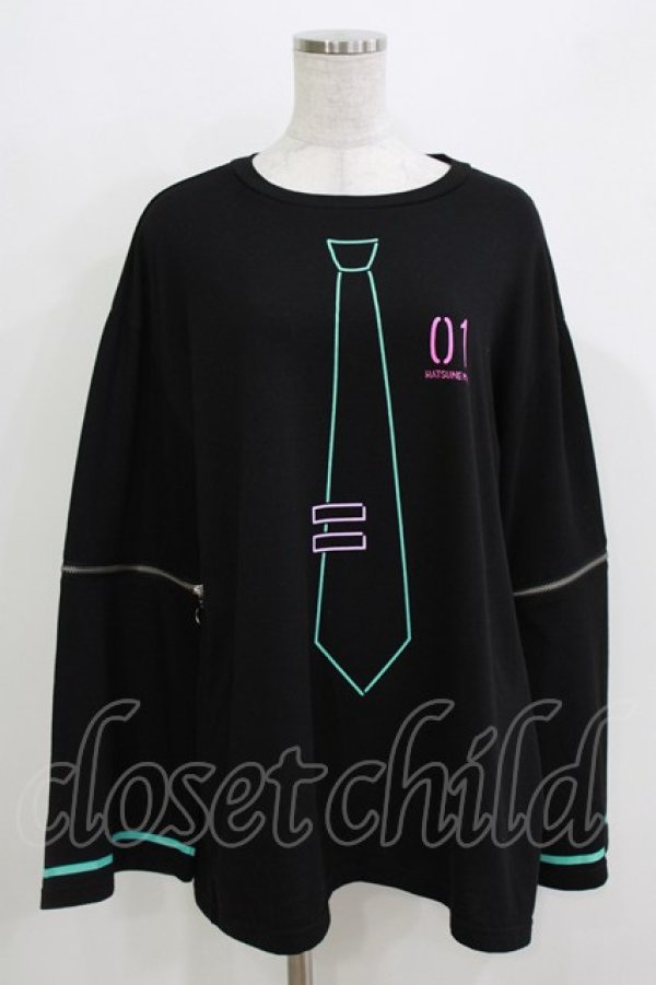 画像1: LISTEN FLAVOR / 初音ミク袖ジップトップ  ブラック H-26-03-27-068-PU-TO-KB-ZH (1)