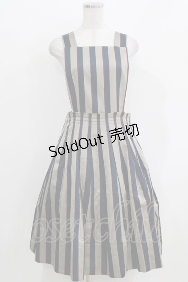 画像1: Jane Marple / Regimental stripeのジャンパースカート  グレー×ネイビー H-26-03-27-017-JM-OP-KB-ZH (1)