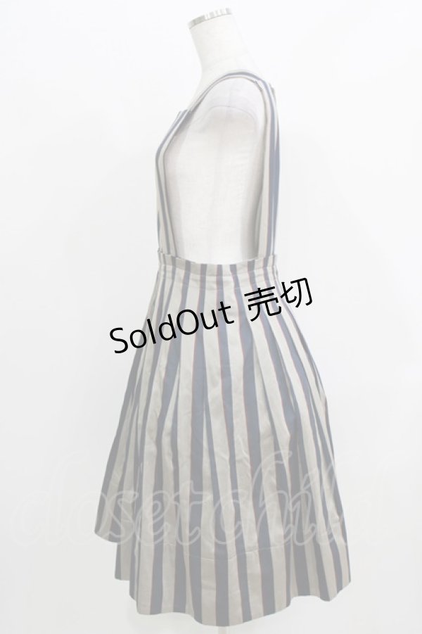 画像2: Jane Marple / Regimental stripeのジャンパースカート  グレー×ネイビー H-26-03-27-017-JM-OP-KB-ZH (2)