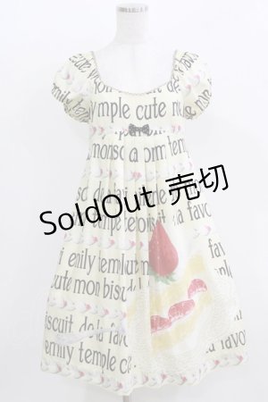 画像: Emily Temple cute / ロゴ＆ショートケーキワンピース  オフシロ H-26-03-27-019-ET-OP-KB-ZH