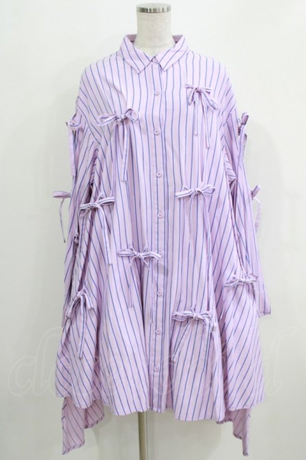 画像1: Candy Stripper / WITH RIBBON SHIRTワンピース 2 ラベンダー H-26-03-27-021-PU-OP-KB-ZH (1)
