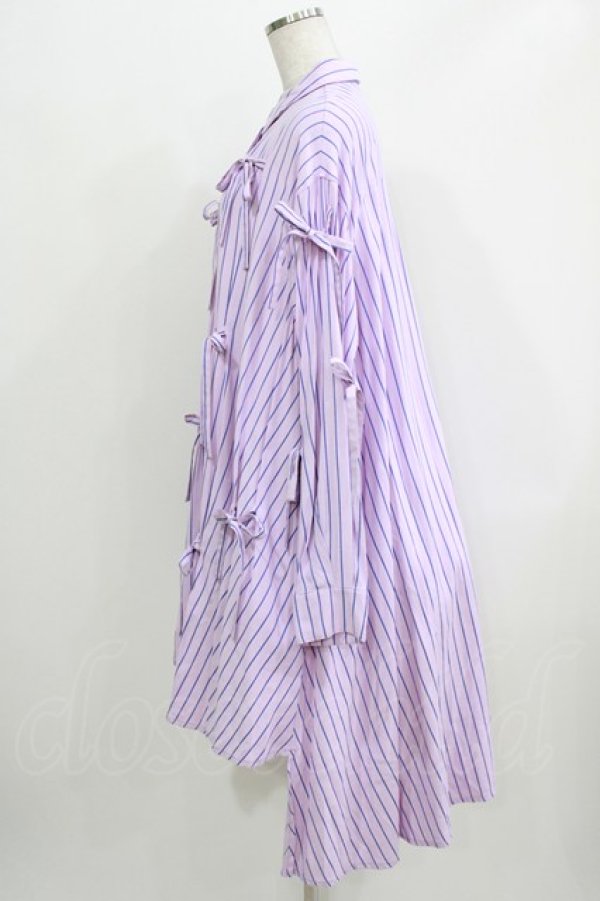 画像2: Candy Stripper / WITH RIBBON SHIRTワンピース 2 ラベンダー H-26-03-27-021-PU-OP-KB-ZH (2)
