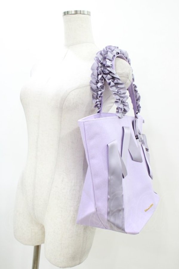 画像2: Maison de FLEUR / Maison de FLEUR×Misako Aoki/Mリボンキャンバストートバッグ  ラベンダー H-26-03-28-038-LO-BG-NS-ZH (2)