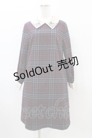 画像: axes femme / チェック柄サックワンピース M ワイン H-26-03-28-042-AX-OP-NS-ZH