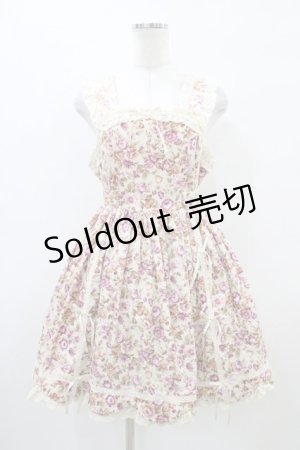 画像: Innocent World / 花柄はしごレースジャンパースカート Free 生成り H-26-03-28-047-IW-OP-NS-ZH