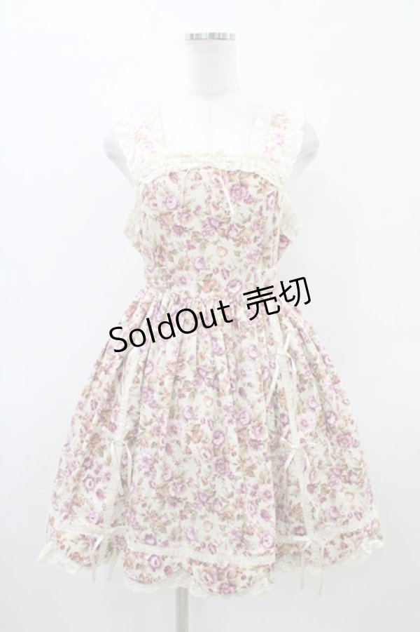 画像1: Innocent World / 花柄はしごレースジャンパースカート Free 生成り H-26-03-28-047-IW-OP-NS-ZH (1)