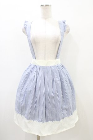 画像: axes femme POETIQUE / サスペンダーストライプスカート M ブルー H-26-03-28-049-AX-SK-NS-ZH