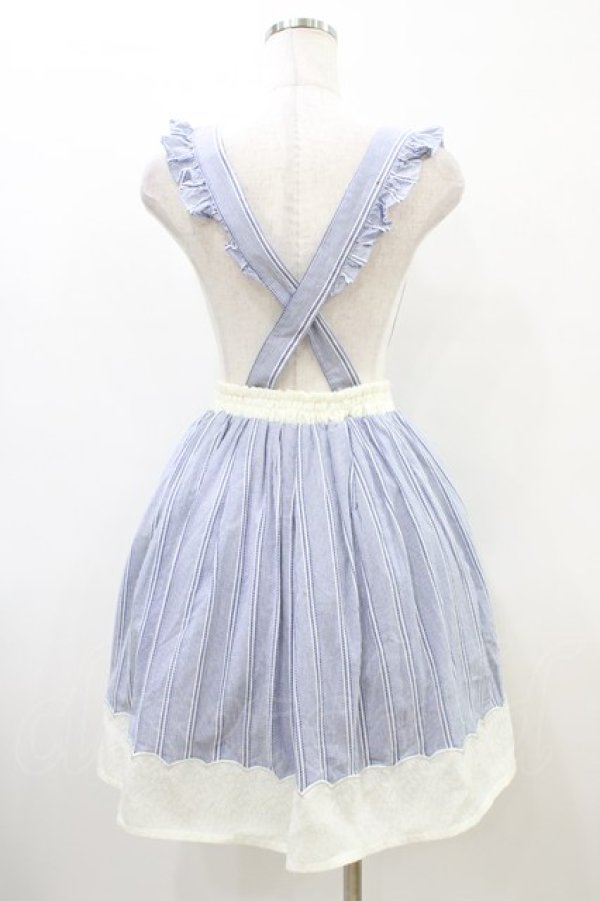 画像2: axes femme POETIQUE / サスペンダーストライプスカート M ブルー H-26-03-28-049-AX-SK-NS-ZH (2)