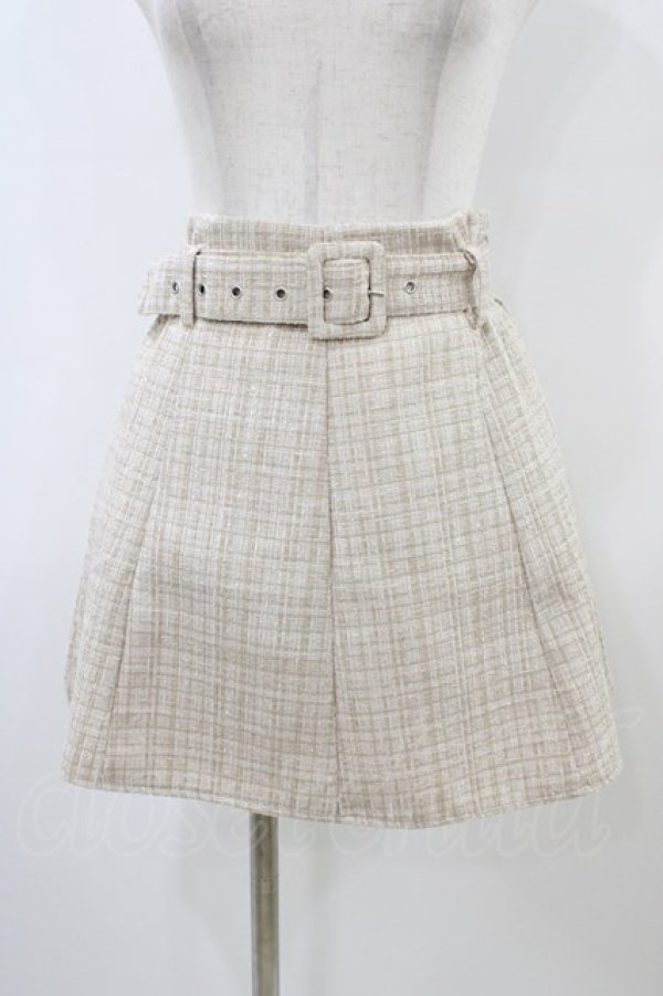 画像1: DearMyLoveRose / ベルトセットツイードフレアスカート M ベージュ H-26-03-28-050-EL-SK-NS-ZH (1)