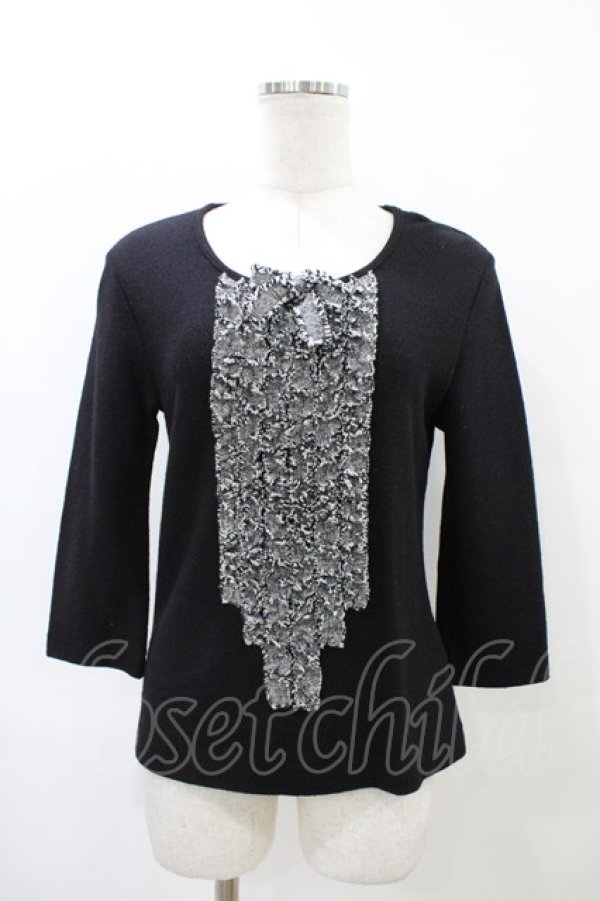 画像1: INGEBORG / リボンニット S ブラック H-26-03-28-063-LO-TO-NS-ZH (1)