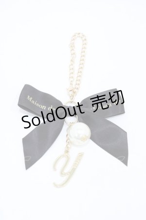 画像: Maison de FLEUR / リボン×パールバッグチャーム  ブラック H-26-03-28-015-LO-ZA-NS-ZH