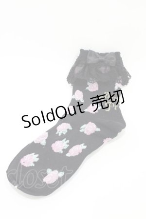 画像: Angelic Pretty / Petit Roseクルー丈ソックス  ブラック H-26-03-28-017-AP-ZA-NS-ZH