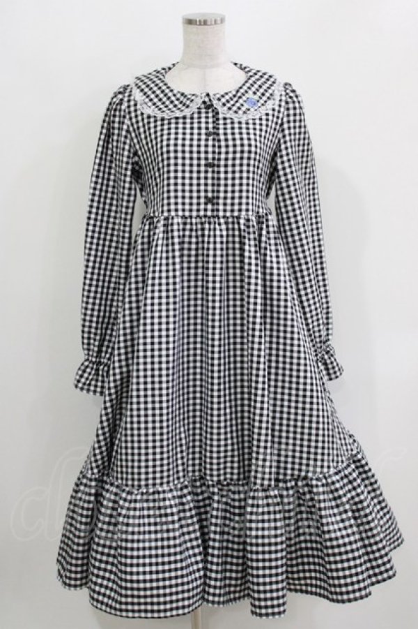 画像1: FLC / 星名桜子/ギンガムチェックワンピース M ブラック H-26-03-29-025-LO-OP-NS-ZH (1)