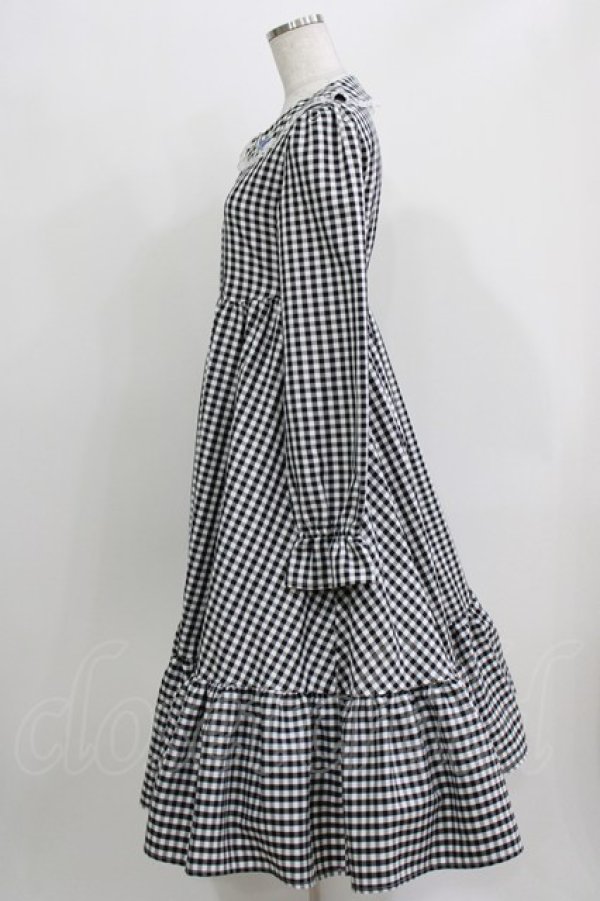 画像2: FLC / 星名桜子/ギンガムチェックワンピース M ブラック H-26-03-29-025-LO-OP-NS-ZH (2)