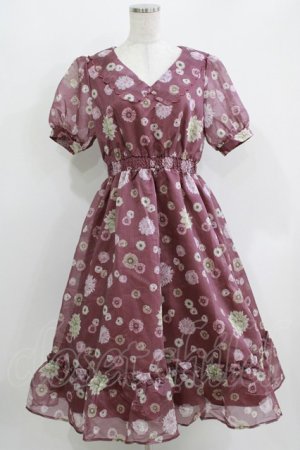 画像: axes femme POETIQUE / 花柄プリントセーラーワンピース M ワイン H-26-03-29-026-AX-TO-NS-ZH