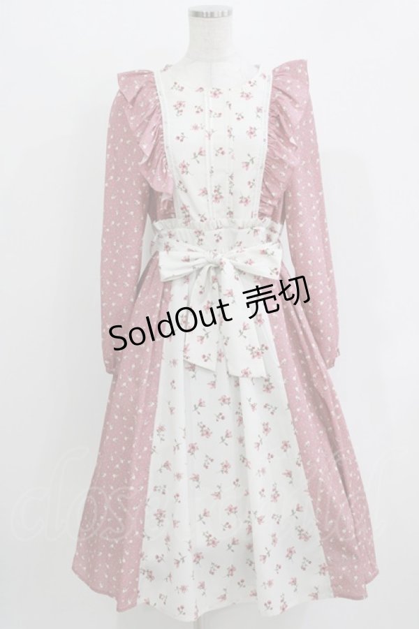画像1: axes femme / 花柄切替ワンピース M ピンク H-26-03-29-027-AX-OP-NS-ZH (1)