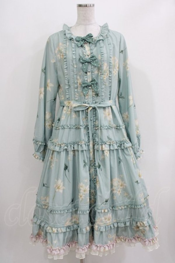 画像1: Cute.Q（海外ロリータブランド） / Little Lily Long Sleeve OP L ブルー H-26-03-29-030-GO-OP-NS-ZH (1)