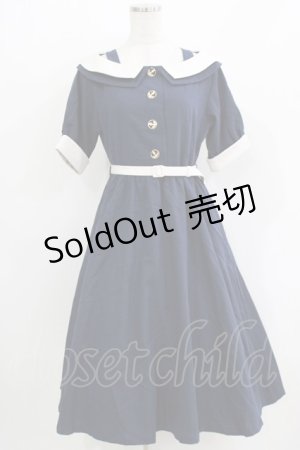 画像: an another angelus / オフショルバイカラーワンピース Free ネイビー H-26-03-29-031-CA-OP-NS-ZH