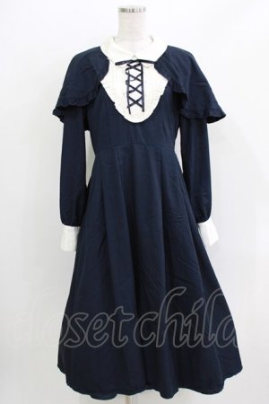 画像: axes femme / ケープ付クラシックロングワンピース M ネイビー H-26-03-29-032-AX-OP-NS-ZH