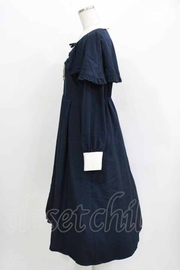 画像2: axes femme / ケープ付クラシックロングワンピース M ネイビー H-26-03-29-032-AX-OP-NS-ZH (2)