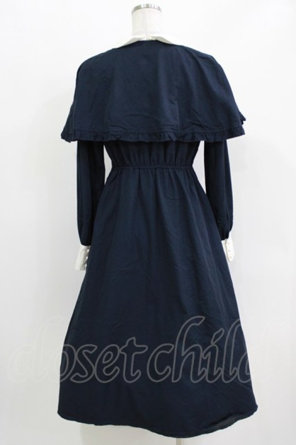 画像3: axes femme / ケープ付クラシックロングワンピース M ネイビー H-26-03-29-032-AX-OP-NS-ZH (3)