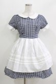 画像1: Ank Rouge / ギンガムエプロンワンピース M ネイビー H-26-03-29-040-CA-OP-NS-ZH (1)