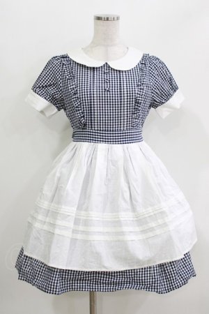 画像: Ank Rouge / ギンガムエプロンワンピース M ネイビー H-26-03-29-040-CA-OP-NS-ZH