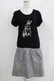 画像1: Franche Lippee / うさぎプリントギンガム切替ワンピース M ブラック H-26-03-29-046-LO-OP-NS-ZH (1)