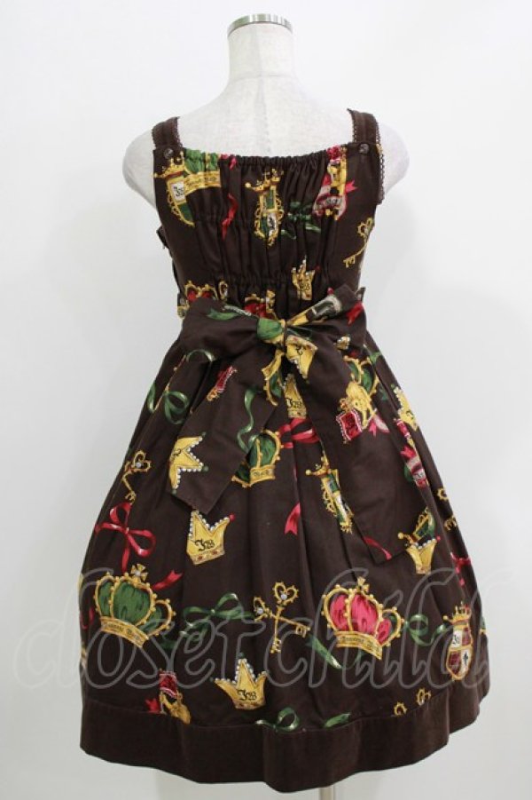 画像3: Innocent World / エンブレムハイウエストジャンパースカート Free ブラウン H-26-03-29-005-IW-OP-NS-ZH (3)