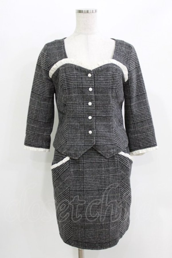 画像1: EATME / SETUPブリティッシュタイトスカート+ブラウス M グレー H-26-03-29-050-LO-OP-NS-ZH (1)