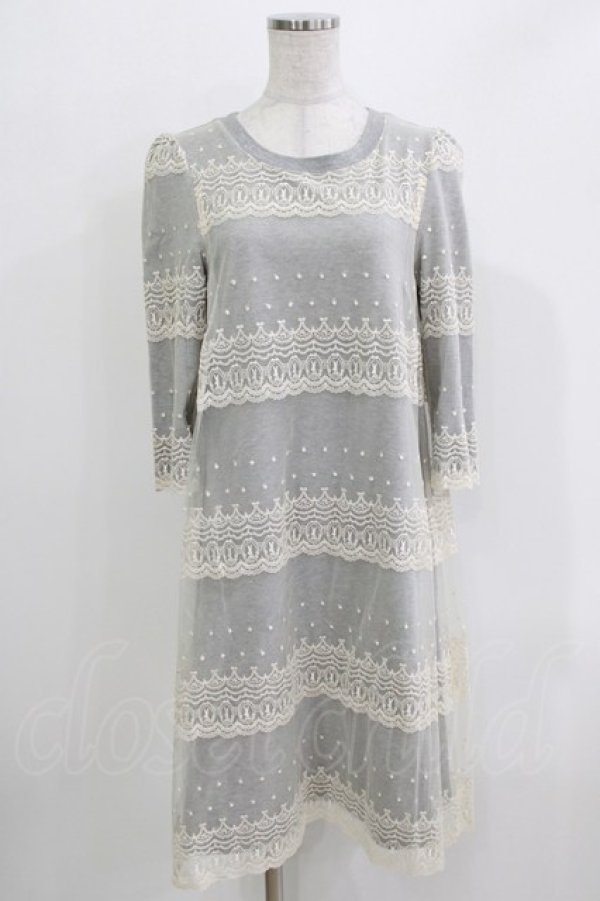 画像1: Franche Lippee / うさぎ刺繍ワンピース M グレー H-26-03-29-053-LO-OP-NS-ZH (1)