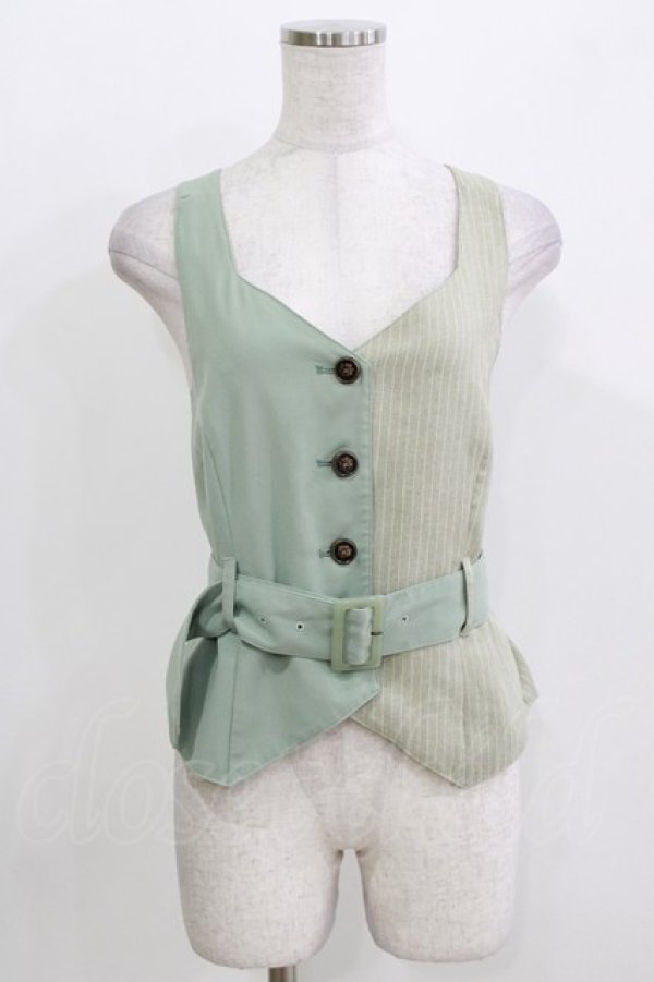 画像1: axes femme POETIQUE / ベルト付バイカラーベスト M ミント H-26-03-29-056-AX-TO-NS-ZH (1)