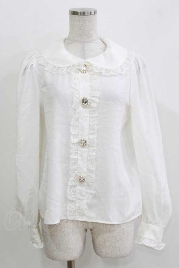 画像1: Ank Rouge / ビジューボタンブラウス M オフ H-26-03-29-058-CA-BL-NS-ZH (1)