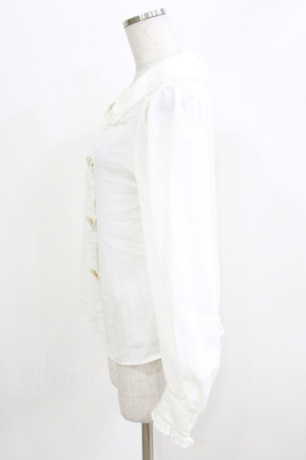 画像2: Ank Rouge / ビジューボタンブラウス M オフ H-26-03-29-058-CA-BL-NS-ZH (2)