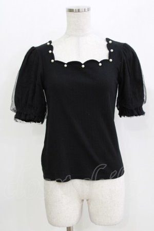 画像: Ank Rouge / スカラップテレコ M ブラック H-26-03-29-062-CA-TO-NS-ZH