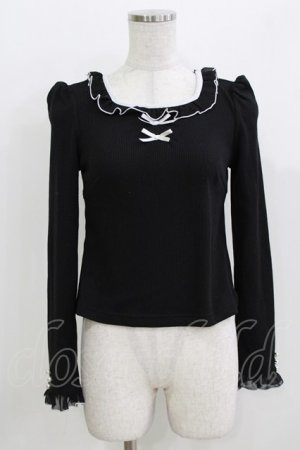 画像: evelyn / フリルリボントップス Free ブラック H-26-03-29-065-LO-TO-NS-ZH